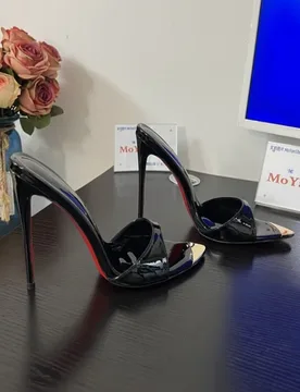 Fashion Women's Patent Leather Pointed Toe Stiletto Heel Mules Peep Toe High Heel Sandals Party Club Slides Zapatos Mujer - Aliexpress - FashionsVida