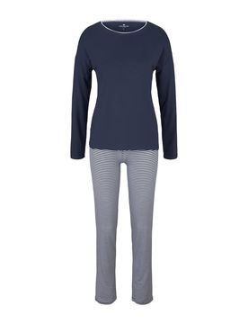 TOM TAILOR Pijama navy / blanco