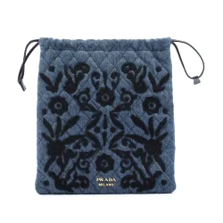 Impuntu Denim Embroidered Drawstring Pouch