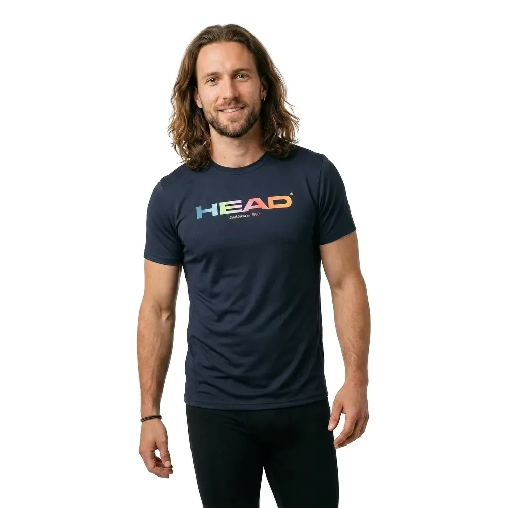 Rainbow Short Sleeve T-shirt Navy L - Head Racket - FashionsVida