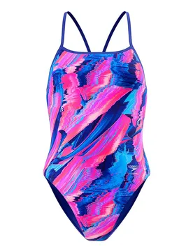 Printed Turnback Swimsuit Brushy Glitch-Hope 40 Women - Speedo - FashionsVida