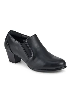 Women's Smart Elasticated-Fit Heeled Shoes in Black Size: 3 - Black - Size: 3 - Pavers - FashionsVida