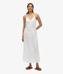 Superdry Damen Ibiza Maxi-trägerkleid White - Größe: 38