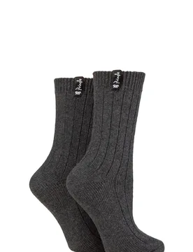Women's 2 Pair Classic Boot Socks Charcoal UK 4-8 - Grey - Size: Small - Pringle - FashionsVida