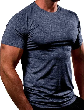 Summer Solid Color Men Crew Neck T-Shirt Quick Dry Breathable Short Sleeve Tee Casual Sports Fitness Tops For Male Daily Wear - Aliexpress - FashionsVida