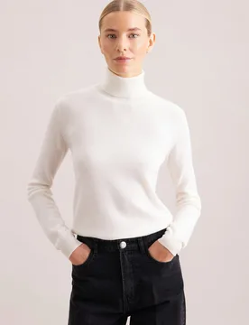 Rollkragenpullover aus reinem Kaschmir Weiß XL - Seidensticker - FashionsVida