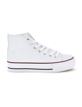 Sneakers bianco in tela stringate alte 8012 37