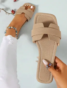 Nuevas sandalias de moda casual de primavera/verano con una correa, cómodas sandalias planas de punta redonda para la playa, versátiles sandalias sl - Shein - FashionsVida