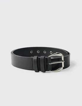 Men's PU Belt With Silver Buckle Black Size X-Large Black XL - boohooMAN - FashionsVida