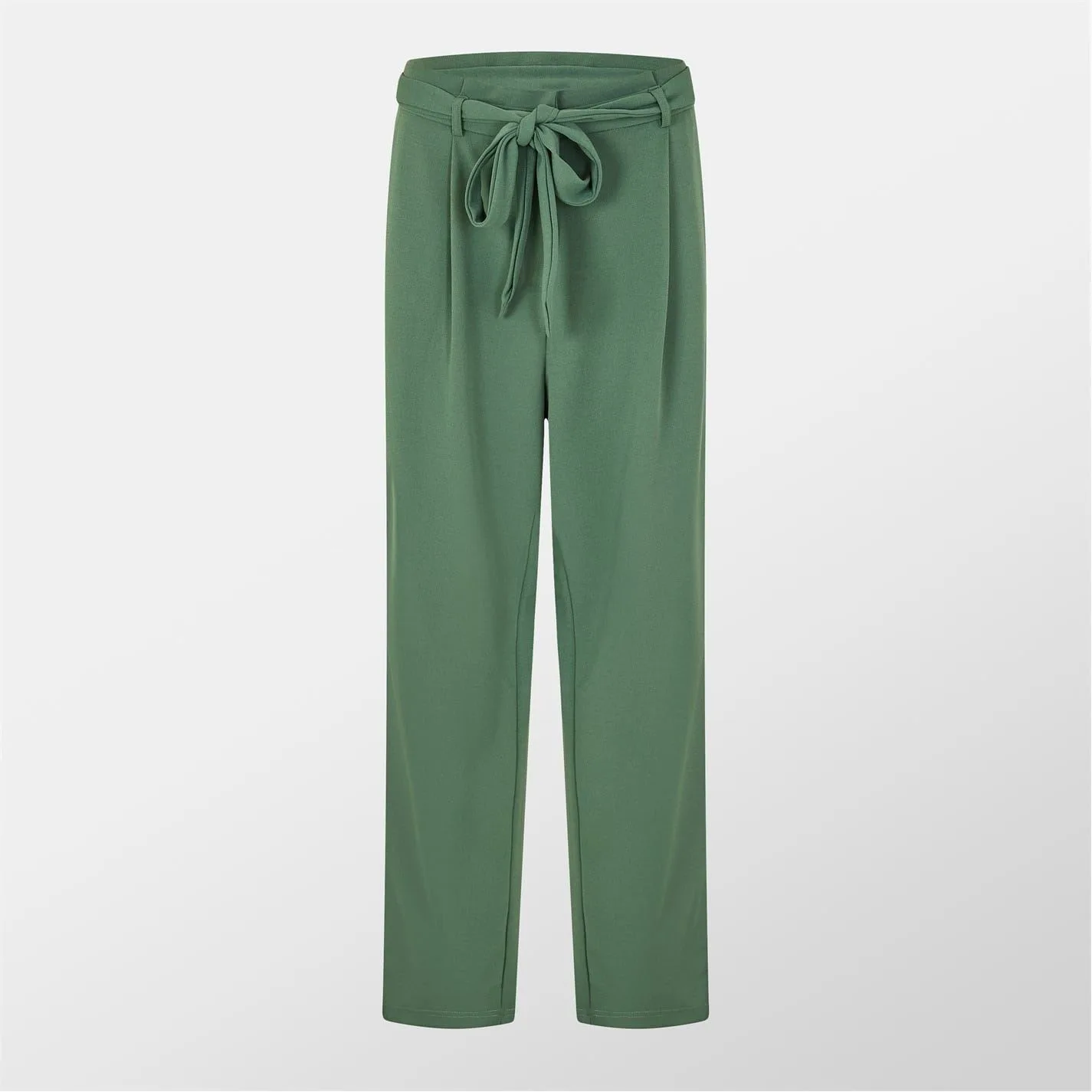 Womens Viclva Belt Straight Solid Patterned Trousers In Duck Green - Size 18 Uk - Vila - FashionsVida