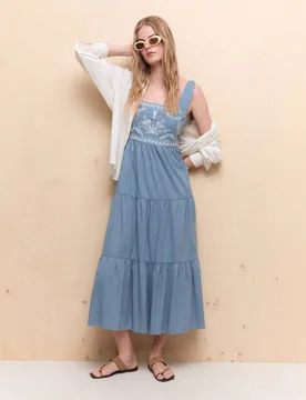 Easy Wear - Vestido largo bordado - Easy Wear - FashionsVida