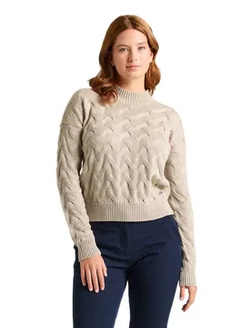 Seawool Cable Sweatshirt Dry Sand L Women - SLAM - FashionsVida