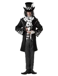 Dunkler Clown Halloweenkostüm Hutmacher schwarz-weiss