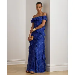 Vestido largo con volantes