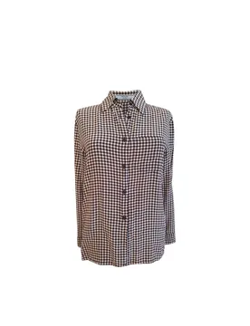 Black & white gingham silk crepe blouse - Prada - FashionsVida