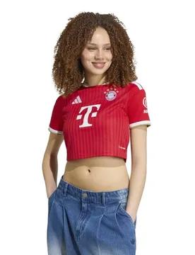 T-shirt à Manches Courtes Domicile Fc Bayern Munich 26/27 Cropped Better Scarlet / White M - Adidas - FashionsVida