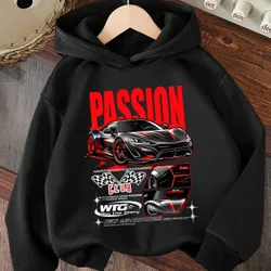 Sudadera cálida con estampado de autos para niño