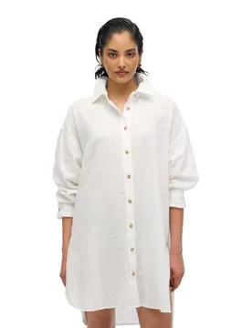 Camicia A Maniche Lunghe Ibiza Longline Beach Optic M
