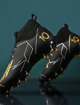 Par Zapatos de fútbol/fútbol recomendados para jóvenes, tacos de TPU antideslizantes de caña alta para todas las temporadas, adecuados para entren