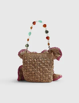 Womens Flower Bag Beige Raffia Del Maar Detachable Strap - One Size - River Island - FashionsVida
