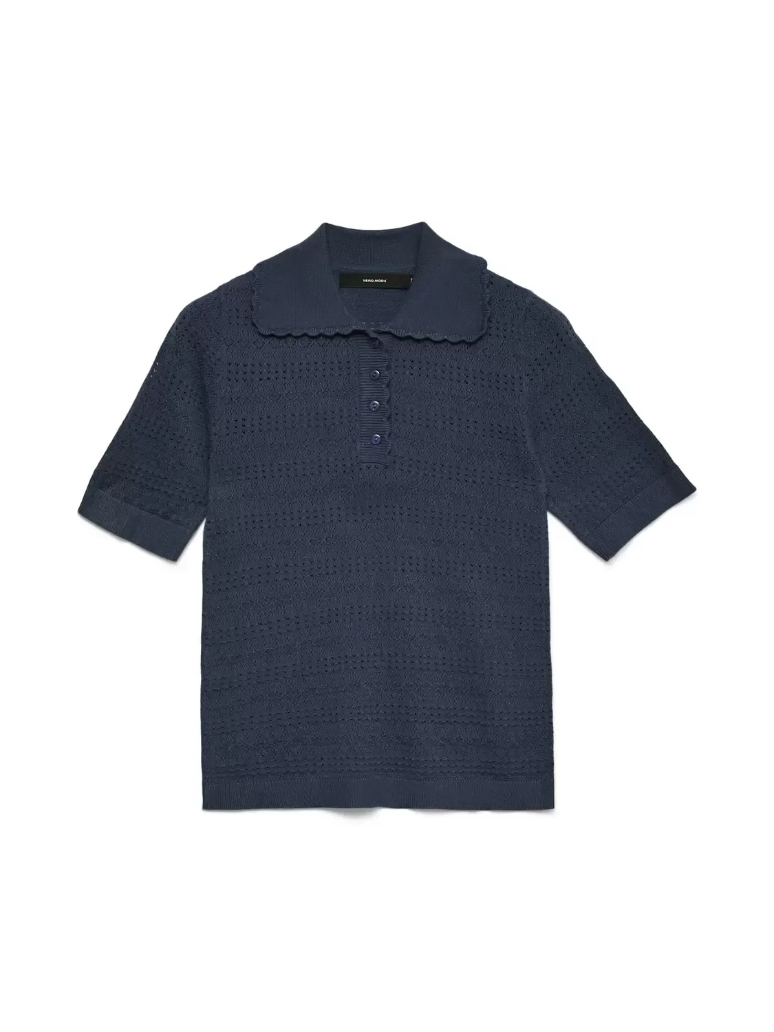 VMLIMONE SS SCALLOP POLONECK PULL B female - XS - FashionsVida
