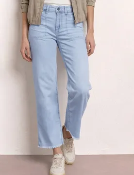 Wide Leg Jeans mit fransigem Saum female Blau - Street One - FashionsVida