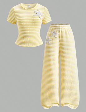 Conjunto de camiseta y pantalones a juego a rayas para adolescentes