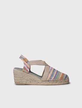 Alpargata de cuña media en rafia multicolor | TERRA-MH