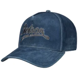 Vintage Denim Blue Leather Cap by - blue-navy - Female - Size: One Size