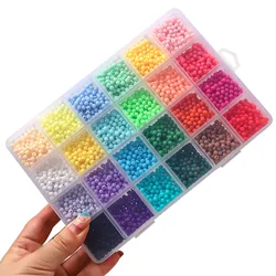 Grid glass rice bead box 4mm solid colored acrylic beads Charm DIY Jewelry Creation Materials Handmade needlework beads