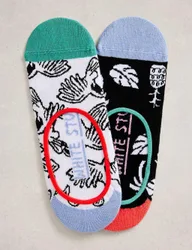 Pack Cotton Rich Patterned Trainer Socks Black Mix female