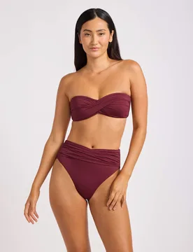 Collective High Waisted High Leg Bikini Bottoms Burgundy female - Seafolly - FashionsVida