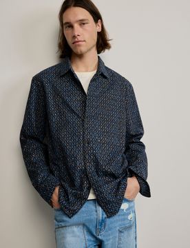Chemise brodée ethnique, , Bleu, S