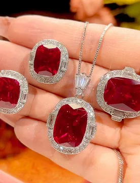 Jewelry gold-plated red corundum square fashion set 12*16-10*12 - Aliexpress - FashionsVida