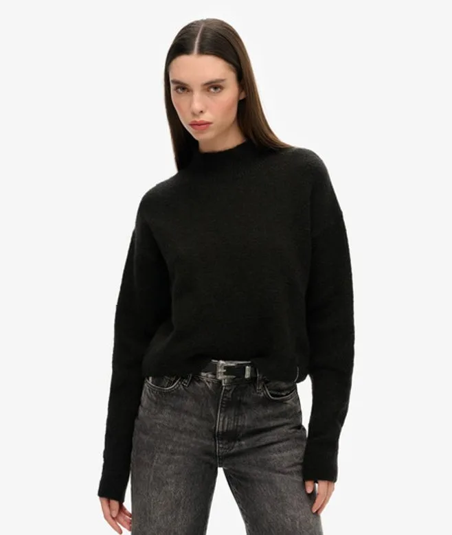 Superdry Damen Vintage Essential Pullover mit Angedeutetem Ausschnitt Schwarz - Größe: 40 - 69.99 - FashionsVida