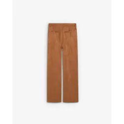 Pantalón recto de mujer en tejido jacquard de tiro alto