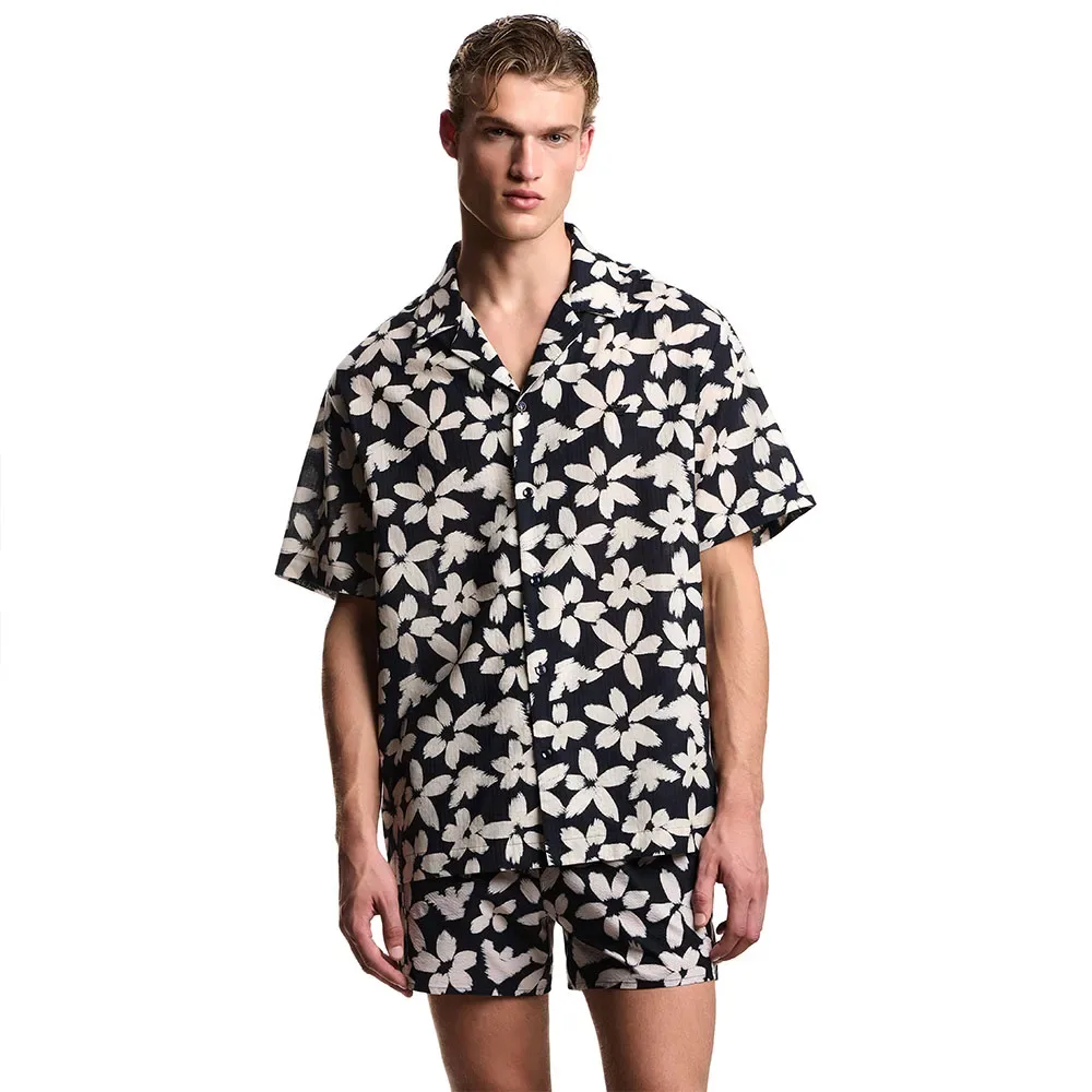 Camicia A Maniche Corte Em000593_af203 Flower Eagle Arm.Blu XL - Emporio armani - FashionsVida