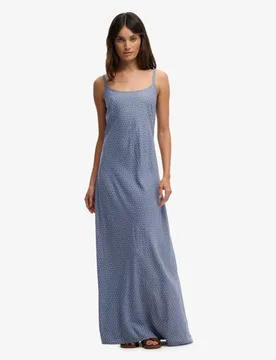 Superdry Damen Bedrucktes Maxi-trägerkleid Blue - Größe: 36 - 64.99 - FashionsVida