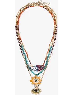 Collar corto doble de cuentas y abalorios decorativos - Parfois - FashionsVida