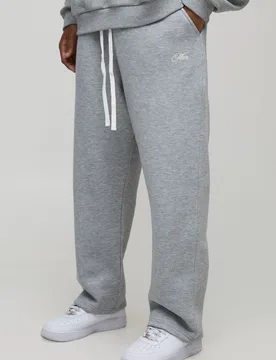 Mens Baggy Fit Man Script Joggers - Grey Cotton - Size 5xl - boohooMAN - FashionsVida