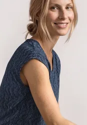 Dropped Shoulder Shirt mit Elastiksaum female Blau