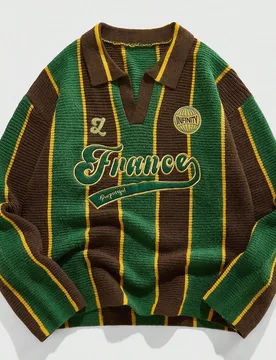 Jersey de punto con cuello retro inspirado en el fútbol para hombre, otoño e invierno - Shein - FashionsVida