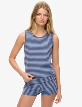 Superdry Damen Athletic Essentials Jersey-tanktop mit Streifen Blue - Größe: 38 - 29.99 - FashionsVida