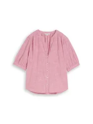 Blouse shortsleeves slub struc female