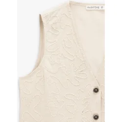 Chaleco de mujer 100% algodón con botones y bordados