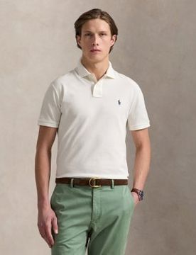 Para hombre. 710536856464 Polo de piqué Slim Fit crema (S), Casual, Algodón, Manga corta