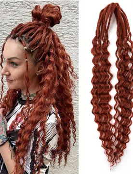 Piezas de extensiones de rastas rizadas, rastas trenzadas sintéticas de onda de 24 pulgadas, 100% hechas a mano, rastas de doble extremo, ancho de 0. - Shein - FashionsVida