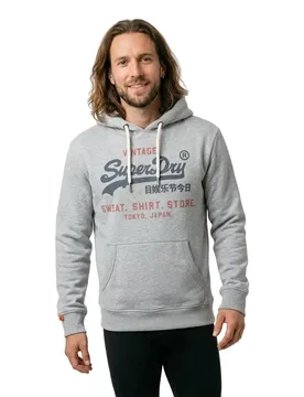 Sweat à Capuche Vl Heritage Relaxed College Grey Marl XL - Superdry - FashionsVida