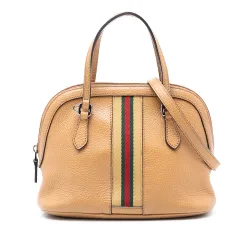 Mini Leather Web Dome Satchel