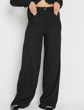 Women's Tall Linen Wide Leg Trousers in Black Size: 14L - Black - Size: 14L - Long tall sally - FashionsVida